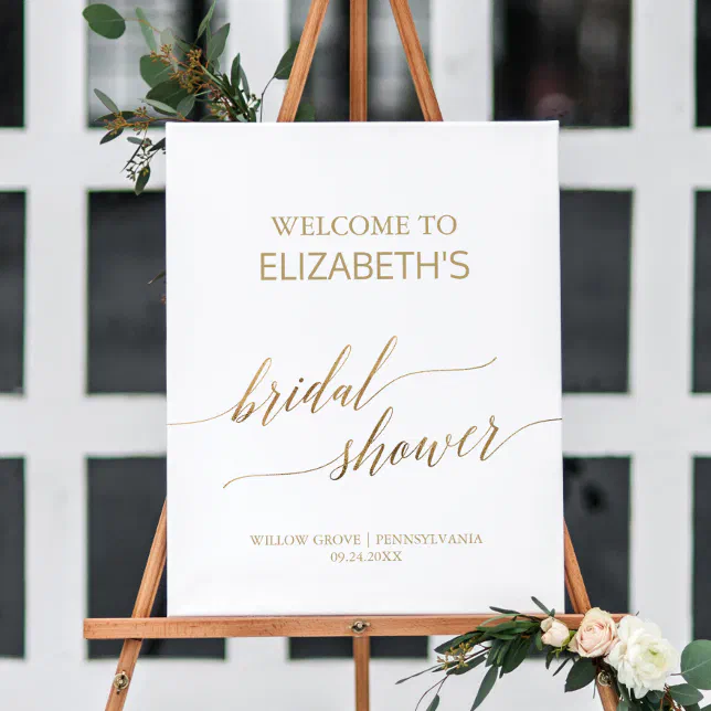 Elegant Gold Calligraphy Bridal Shower Welcome Foam Board Zazzle