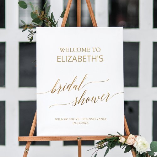 Elegant Gold Calligraphy Bridal Shower Welcome Foam Board