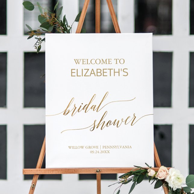 Elegant Gold Calligraphy Bridal Shower Welcome Foam Board (Creator Uploaded)
