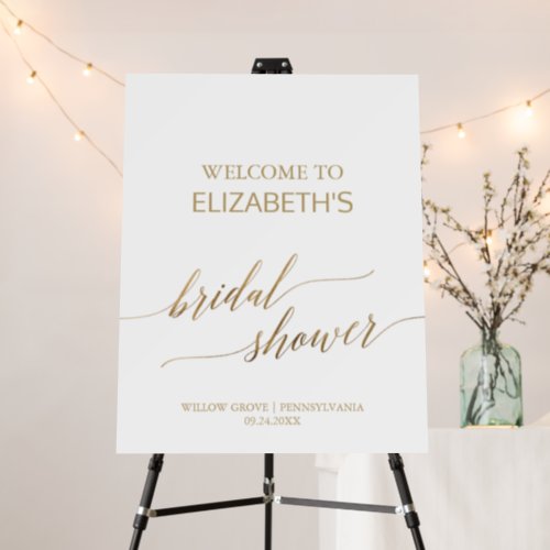 Elegant Gold Calligraphy Bridal Shower Welcome Foam Board
