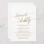 Elegant Gold Calligraphy Brunch & Bubbly Invitation (Front/Back)