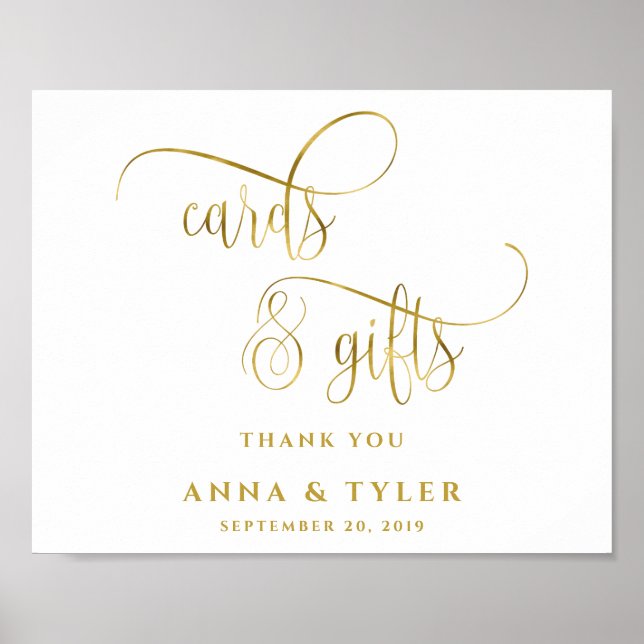 Elegant Gold Calligraphy Cards and Gifts Poster (Front)