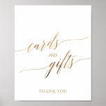 Elegant Gold Calligraphy Cards and Gifts Sign<br><div class="desc">This elegant gold calligraphy cards and gifts sign is perfect for a simple wedding or bridal shower. The neutral design features a minimalist sign decorated with romantic and whimsical faux gold foil typography. The line of text at the bottom of the sign can be personalized with the date, the names...</div>