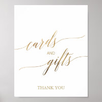 Elegant Gold Calligraphy Cards and Gifts Sign