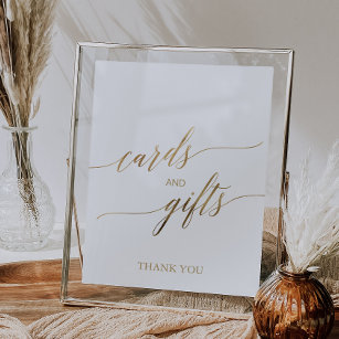 Elegant Gold Calligraphy Cards and Gifts Sign