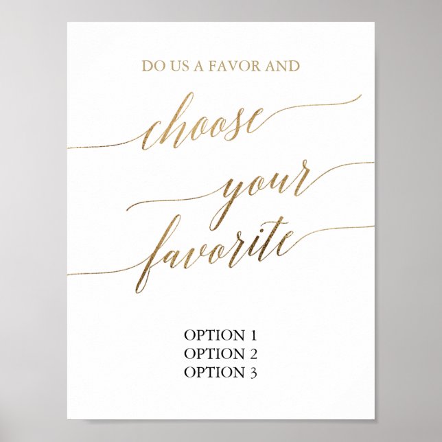 Elegant Gold Calligraphy Choose Your Favorite Sign (Front)