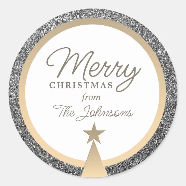 Elegant Gold Calligraphy Christmas Classic Round Sticker | Zazzle