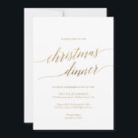 Elegant Gold Calligraphy Christmas Dinner Invitation<br><div class="desc">This elegant gold calligraphy Christmas dinner invitation card is perfect for a simple holiday event. The neutral design features a minimalist invitation decorated with romantic and whimsical faux gold foil typography.</div>