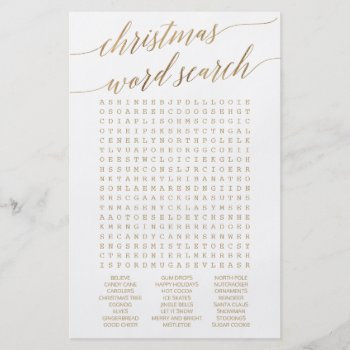 Elegant Gold Calligraphy Christmas Word Find Game Flyer by ChristmasPaperCo at Zazzle