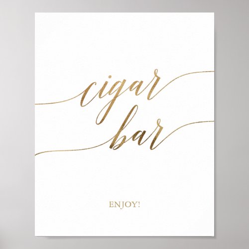 Elegant Gold Calligraphy Cigar Bar Sign