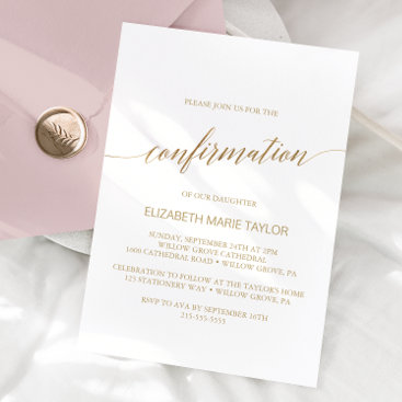 Elegant Gold Calligraphy Confirmation Invitation