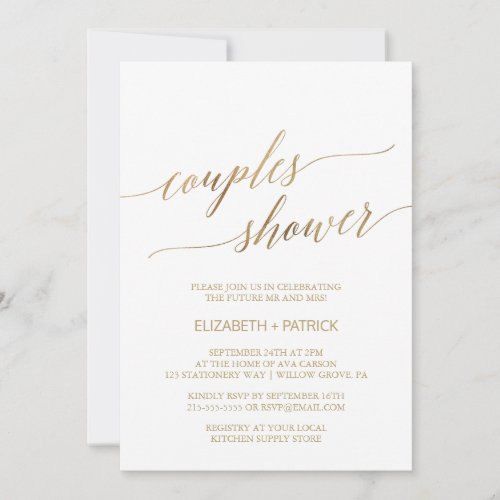 Elegant Gold Calligraphy Couples Shower Invitation