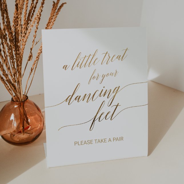 Elegant Gold Calligraphy Dancing Feet Pedestal Sign (Creator Uploaded)