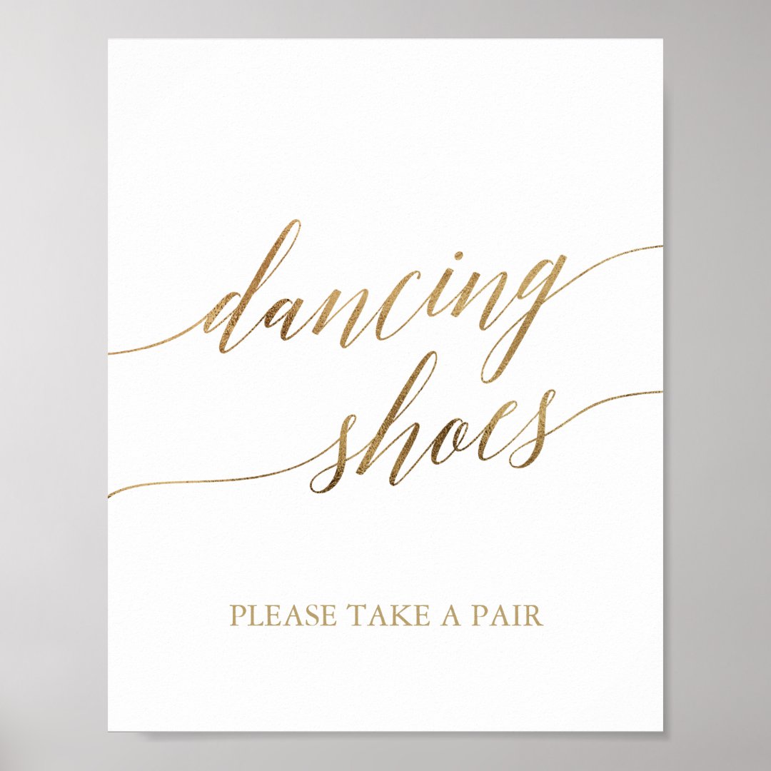 Elegant Gold Calligraphy Dancing Shoes Sign Zazzle
