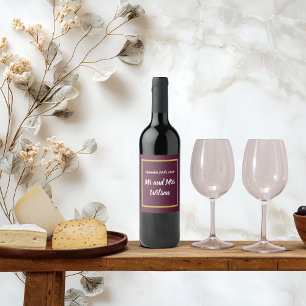 Elegant Gold Calligraphy Dark Purple Wine Labels
