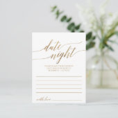 Elegant Gold Calligraphy Date Night Idea Cards (Standing Front)