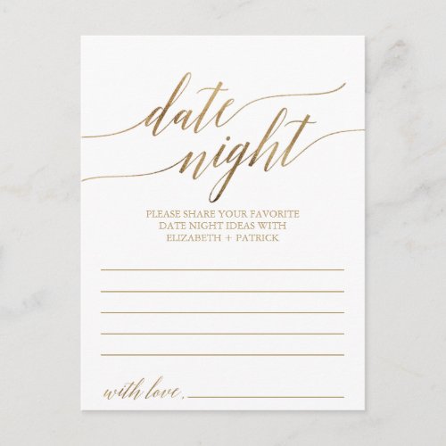 Elegant Gold Calligraphy Date Night Idea Cards