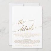 Elegant Gold Calligraphy | Details on Back Wedding Invitation (Back)