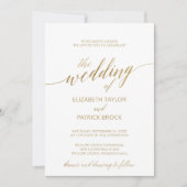 Elegant Gold Calligraphy | Details on Back Wedding Invitation (Front)