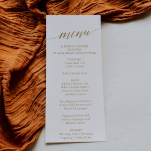 Elegant Gold Calligraphy Dinner Menu Card
