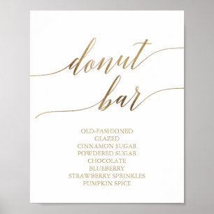 Elegant Gold Calligraphy Donut Bar Sign
