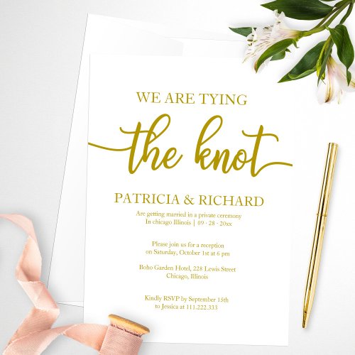 Elegant Gold Calligraphy Elopement Wedding Invitation