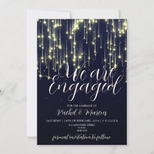 Elegant Gold Calligraphy Engagement Party Invitation