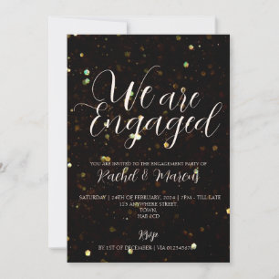 Elegant Gold Calligraphy Engagement Party Invitation