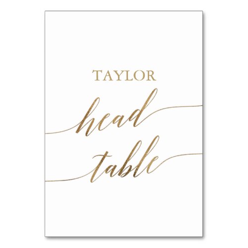 Elegant Gold Calligraphy Family Head Table Number