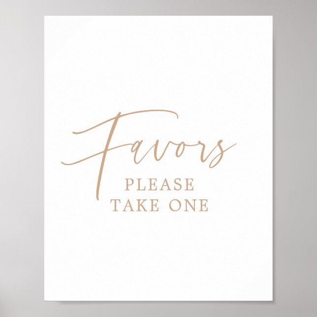 Elegant Gold Calligraphy Favors Sign (Front)