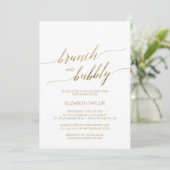 Elegant Gold Calligraphy | Floral Brunch & Bubbly Invitation (Standing Front)
