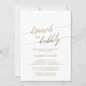 Elegant Gold Calligraphy | Floral Brunch & Bubbly Invitation (Front)