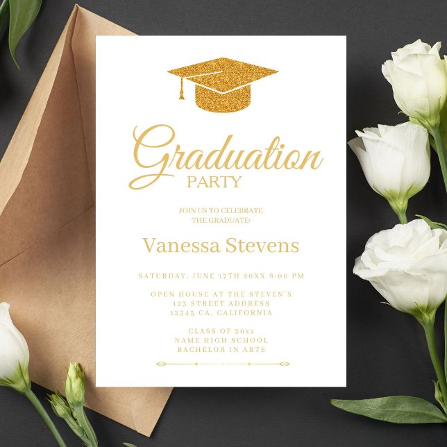Elegant Gold Calligraphy Graduation Party  Invitation (Creator Uploaded)