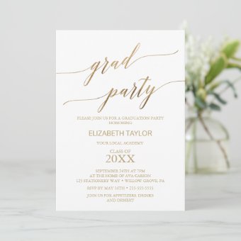 Elegant Gold Calligraphy Graduation Party Invitation | Zazzle