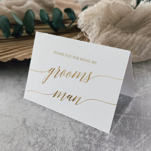 Elegant Gold Calligraphy Groomsman Letterpress Thank You Card