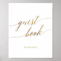 Elegant Gold Calligraphy Guest Book Sign