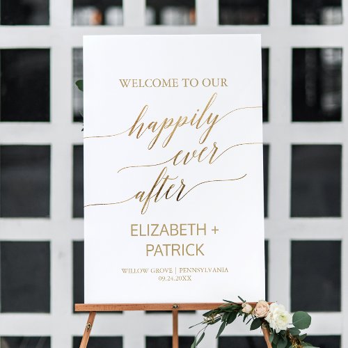 Elegant Gold Calligraphy Happily Ever After Foam Board