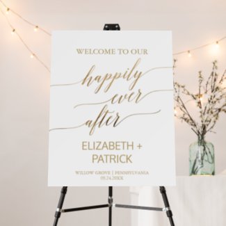 Elegant Gold Calligraphy Happily Ever After Foam Board