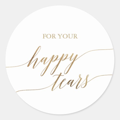 Elegant Gold Calligraphy Happy Tears Tissue Classic Round Sticker