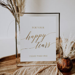 Elegant Gold Calligraphy Happy Tears Tissue Sign