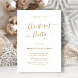 Elegant Gold Calligraphy Holiday Christmas Party Invitation<br><div class="desc">Modern Gold Calligraphy Minimalist Christmas Party Invitations is perfect for a simple Christmas event. Features an elegant „Christmas Party” text in a beautiful hand lettered swirly swash-tail font type in gold on white color background. Easy to personalize with your name and party details.</div>
