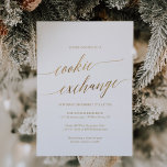 Elegant Gold Calligraphy Holiday Cookie Exchange Invitation<br><div class="desc">This elegant gold calligraphy holiday cookie exchange invitation card is perfect for a simple Christmas event. The neutral design features a minimalist invitation decorated with romantic and whimsical faux gold foil typography.</div>