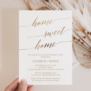 Elegant Gold Calligraphy Housewarming Party Invitation