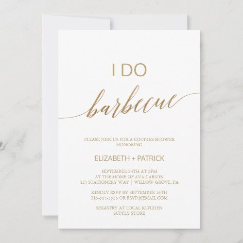 Elegant Gold Calligraphy I Do Barbecue Invitation