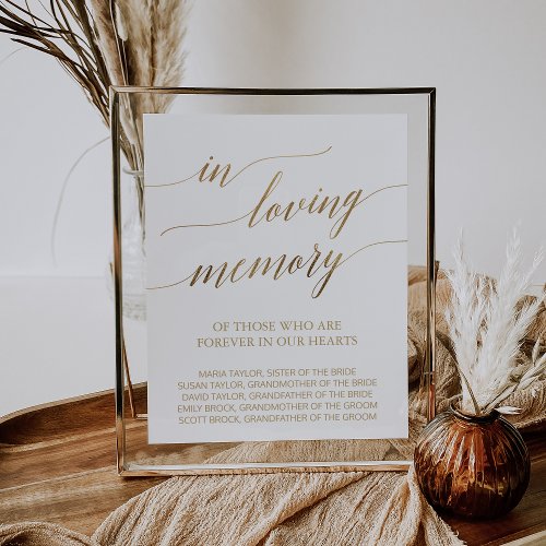 Elegant Gold Calligraphy In Loving Memory Sign