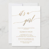 Elegant Gold Calligraphy It's A Girl Baby Shower Invitation (Front)