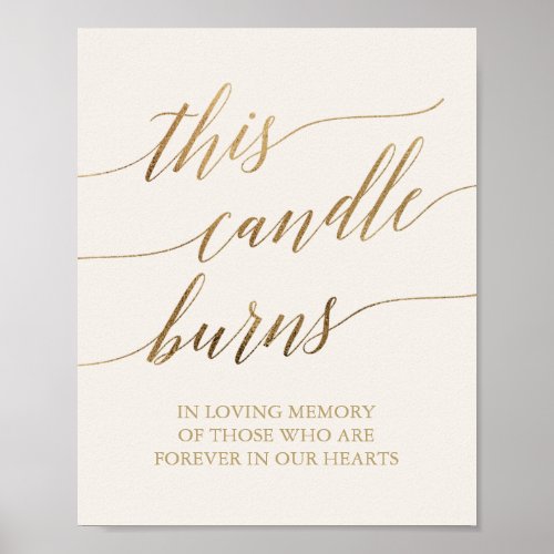 Elegant Gold Calligraphy  Ivory Candle Burns Sign