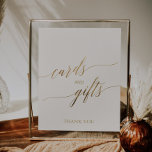 Elegant Gold Calligraphy Ivory Cards & Gifts Sign<br><div class="desc">This elegant gold calligraphy ivory cards and gifts sign is perfect for a simple wedding or bridal shower. The neutral design features a minimalist sign decorated with romantic and whimsical faux gold foil typography. The line of text at the bottom of the sign can be personalized with the date, the...</div>