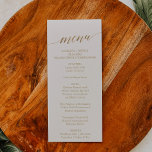 Elegant Gold Calligraphy | Ivory Dinner Menu Card<br><div class="desc">This elegant gold calligraphy ivory dinner menu card is perfect for a simple wedding. The neutral design features a minimalist card decorated with romantic and whimsical faux gold foil typography. This menu can be used for a wedding reception, rehearsal dinner, or any event. Please Note: This design does not feature...</div>