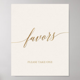 Elegant Gold Calligraphy   Ivory Favors Poster